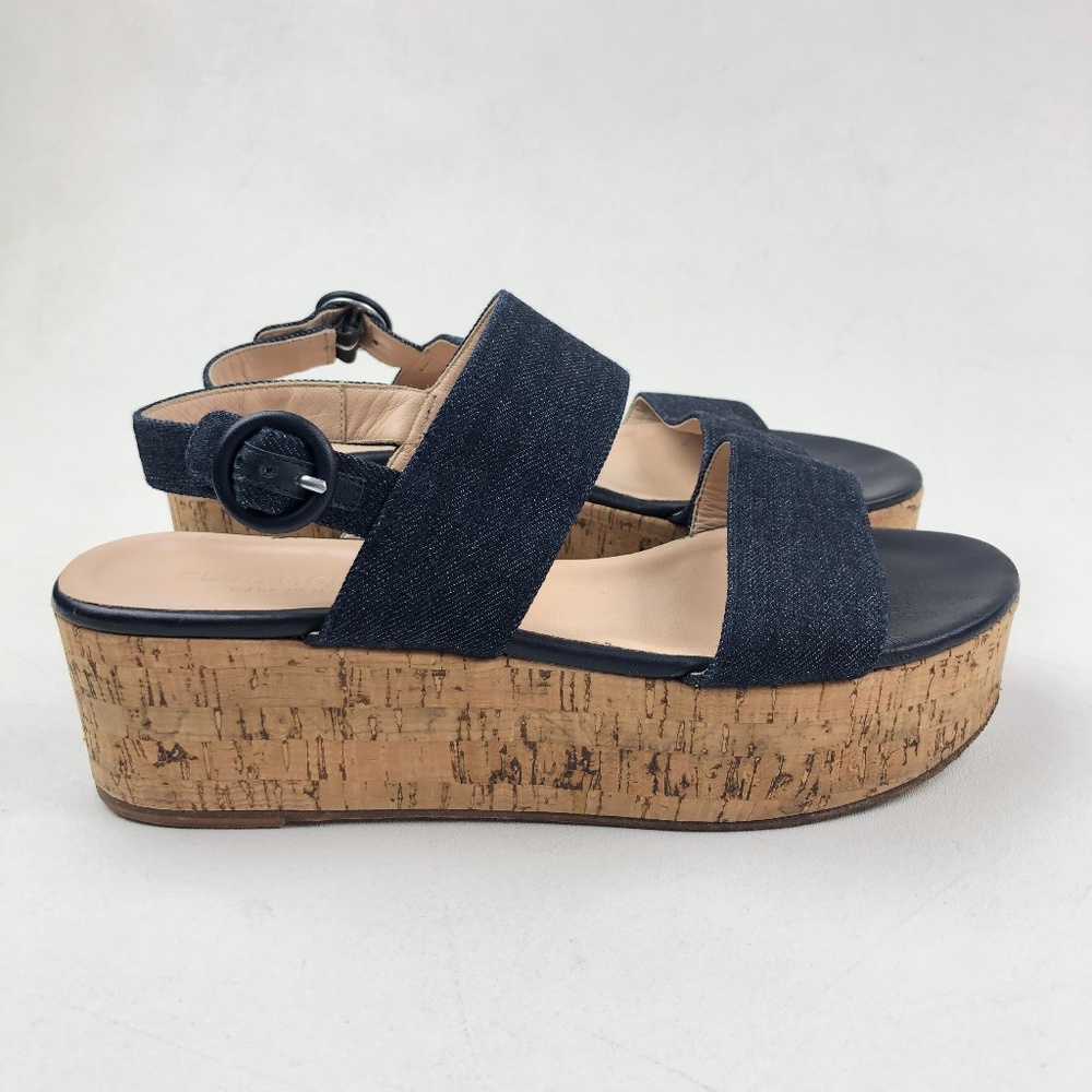 Club Monaco Florin Platform Denim Sandals - Picture 1 of 8